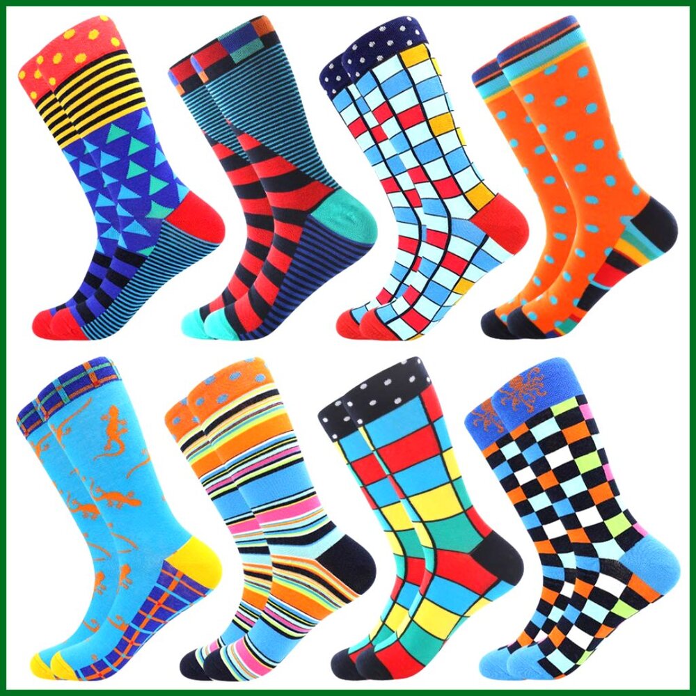Cotton Novelty Dress Socks Crew Length Men's Size 8-12